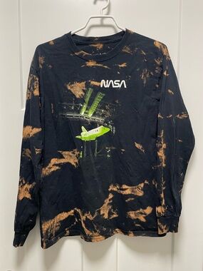 Nomad Black Tee with Orange Bleach Splatter